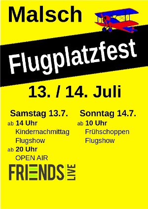 Flugplatzfest in Malsch am 13. und 14. Juli …