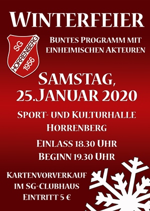 Winterfeier 2020 der SG Horrenberg am Samstag 25. Januar …