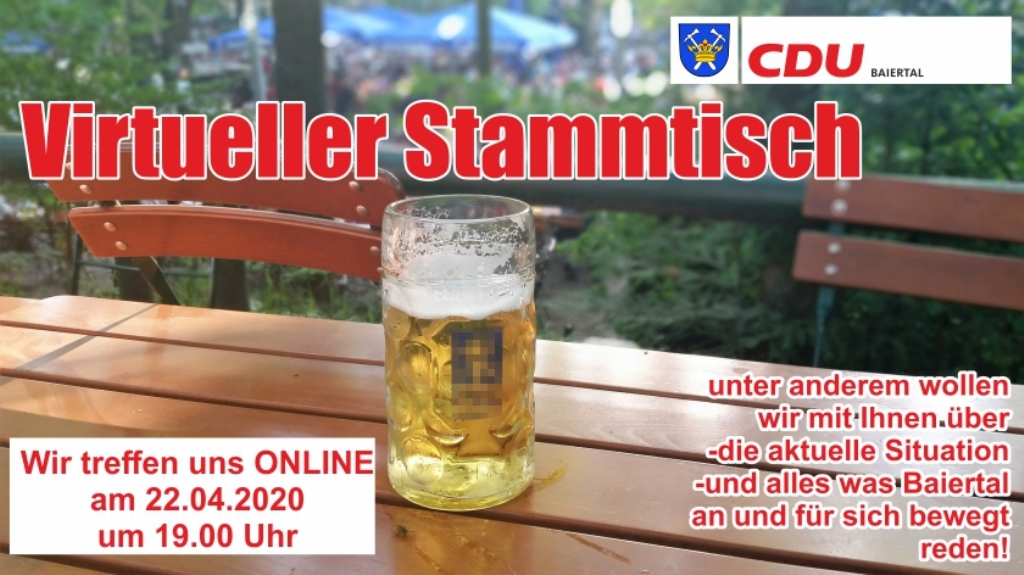 Einladung zum virtuellen Stammtisch der CDU Baiertal