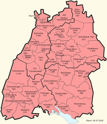 Aktuell infiziert 539 /Gesamt 35.952/33.575 genesen /Repro 0,76/7-Tage-Inzidenz 1,5