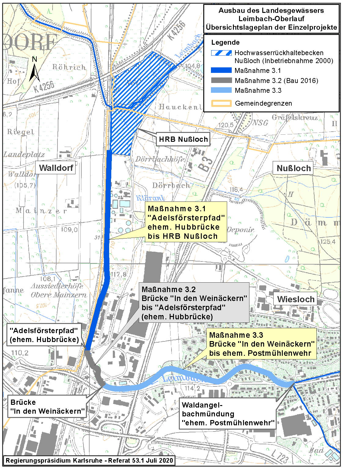 Ausbau Leimbach-Oberlauf Maßnahme 3.3 – Hochwasserschutz am Leimbach in Wiesloch wird hergestellt