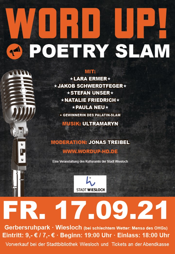 Wiesloch: WORD UP! Poetry Slam im Park am 17. September 2021