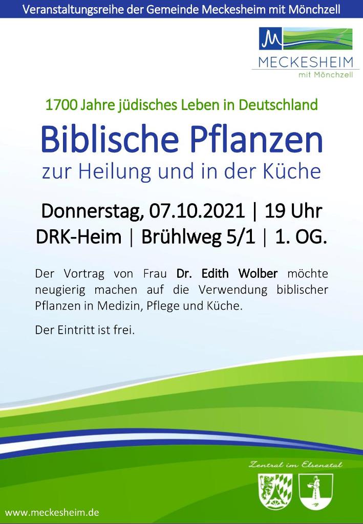 Meckesheim: Veranstaltungshinweis – Biblische Pflanzen – zur Heilung und in der Küche