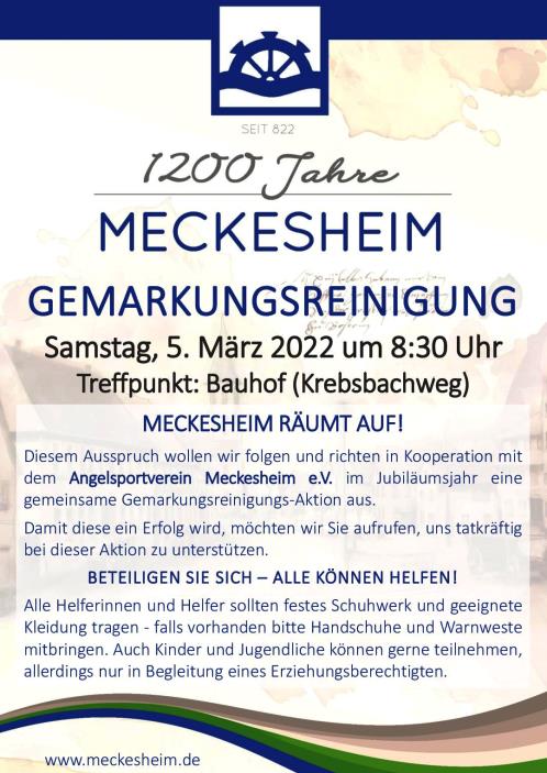 Alles klar und sauber nicht nur im Jubiläumsjahr – Meckesheim macht „Tabula Rasa“ …