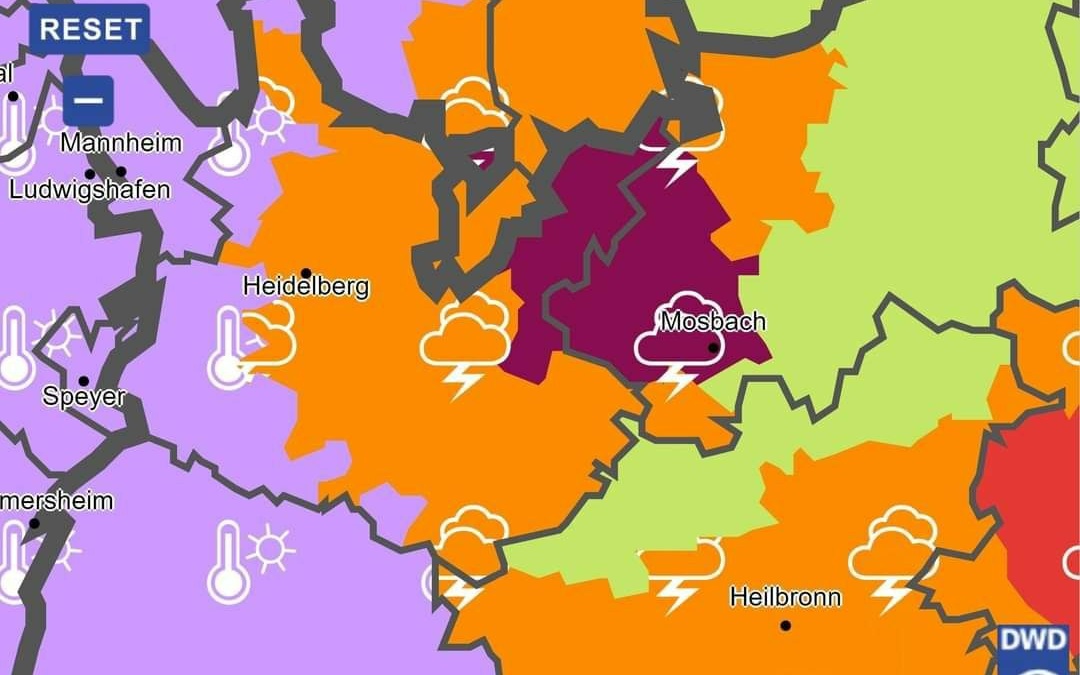 Deutscher Wetterdienst warnt vor extremem Gewitter