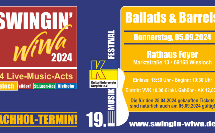 Nachholkonzert SWIWA 2024  / Ballads & Barrels – Open Air – Eintritt frei!