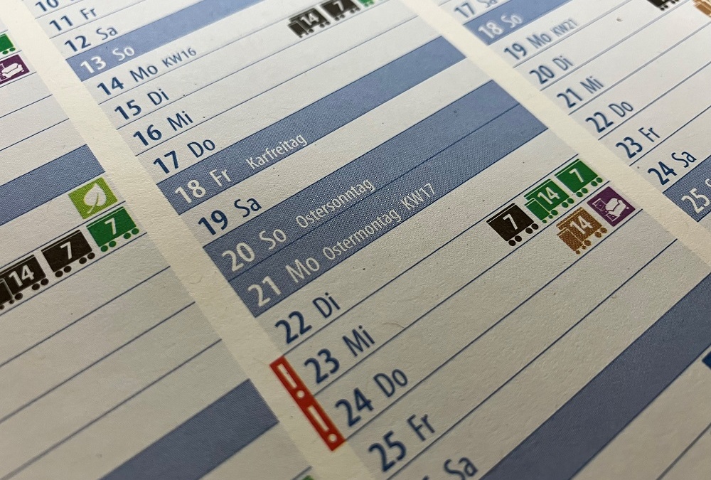 AVR: Geänderte Abfuhrtermine an Ostern